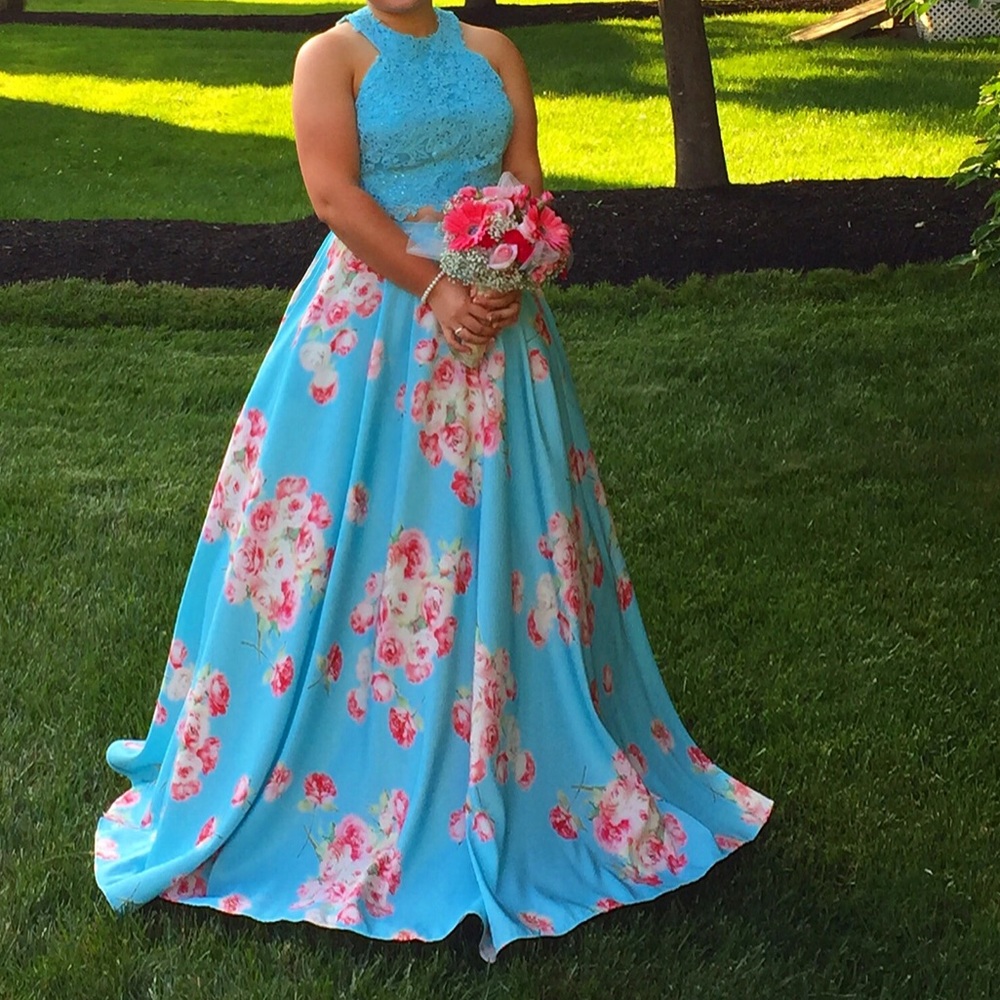 Sherri Hill Two Piece floral gown